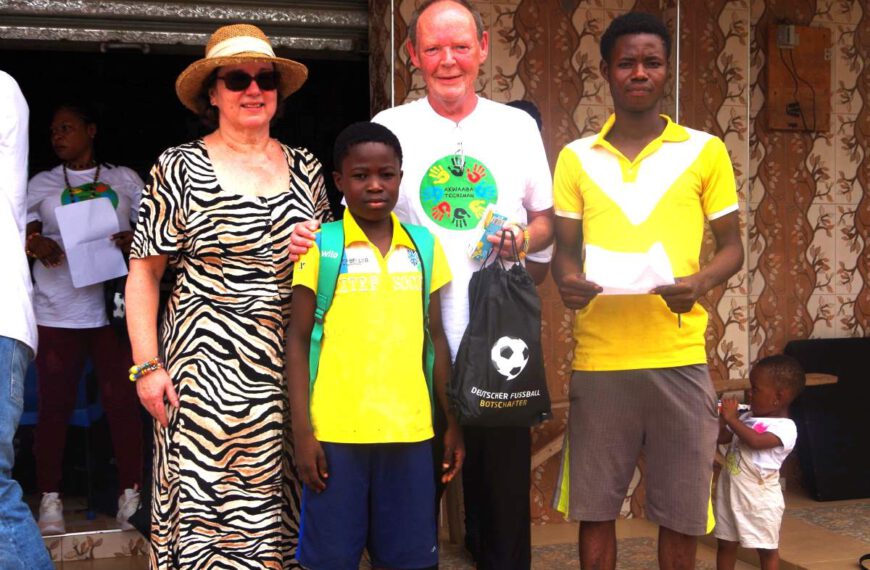 PERSONAL HANDOVER TO THE FOOTBALL KIDS OF ST. MARY PRIMARY SCHOOL IN TECHIMAN